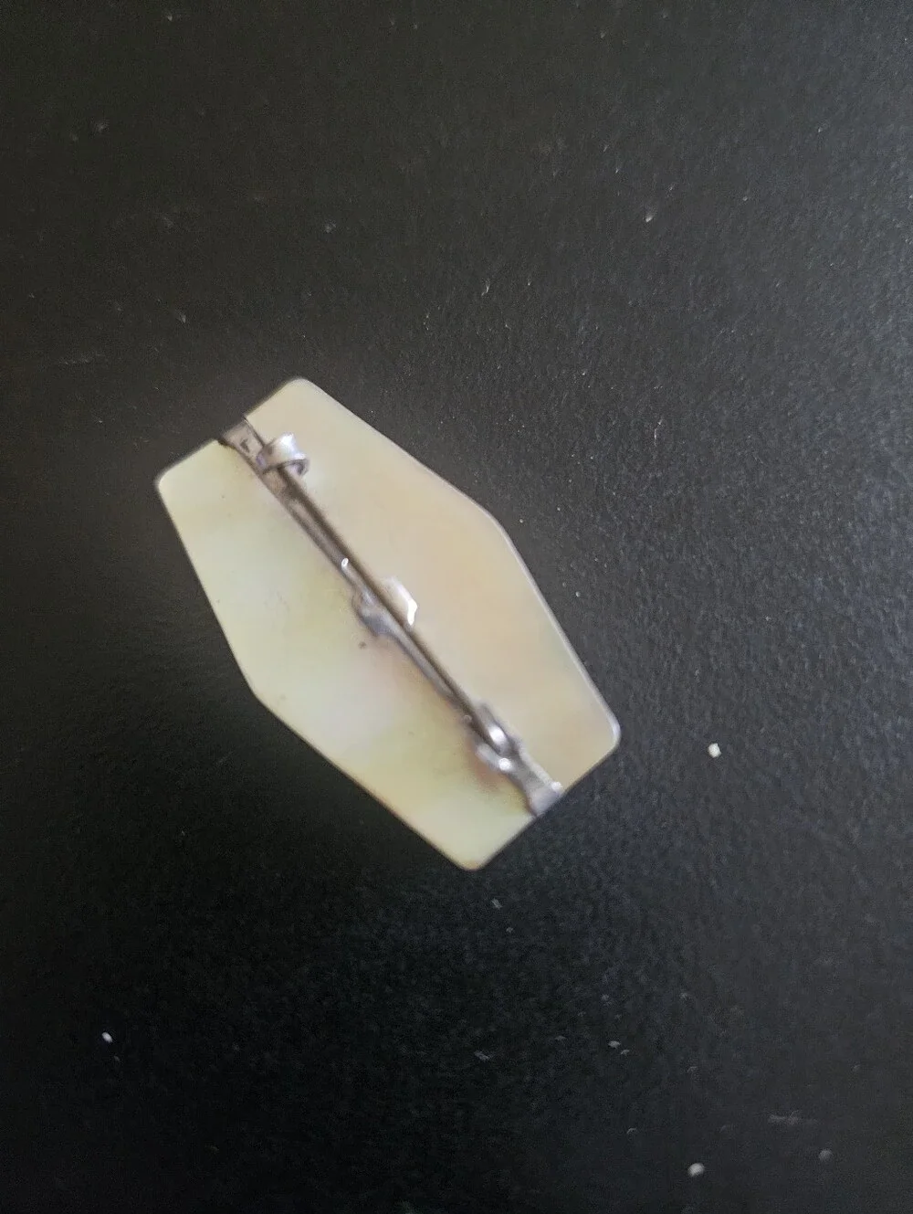Mother of Pearl Geometric Bar Brooch - Pink Shell with Silver Accent